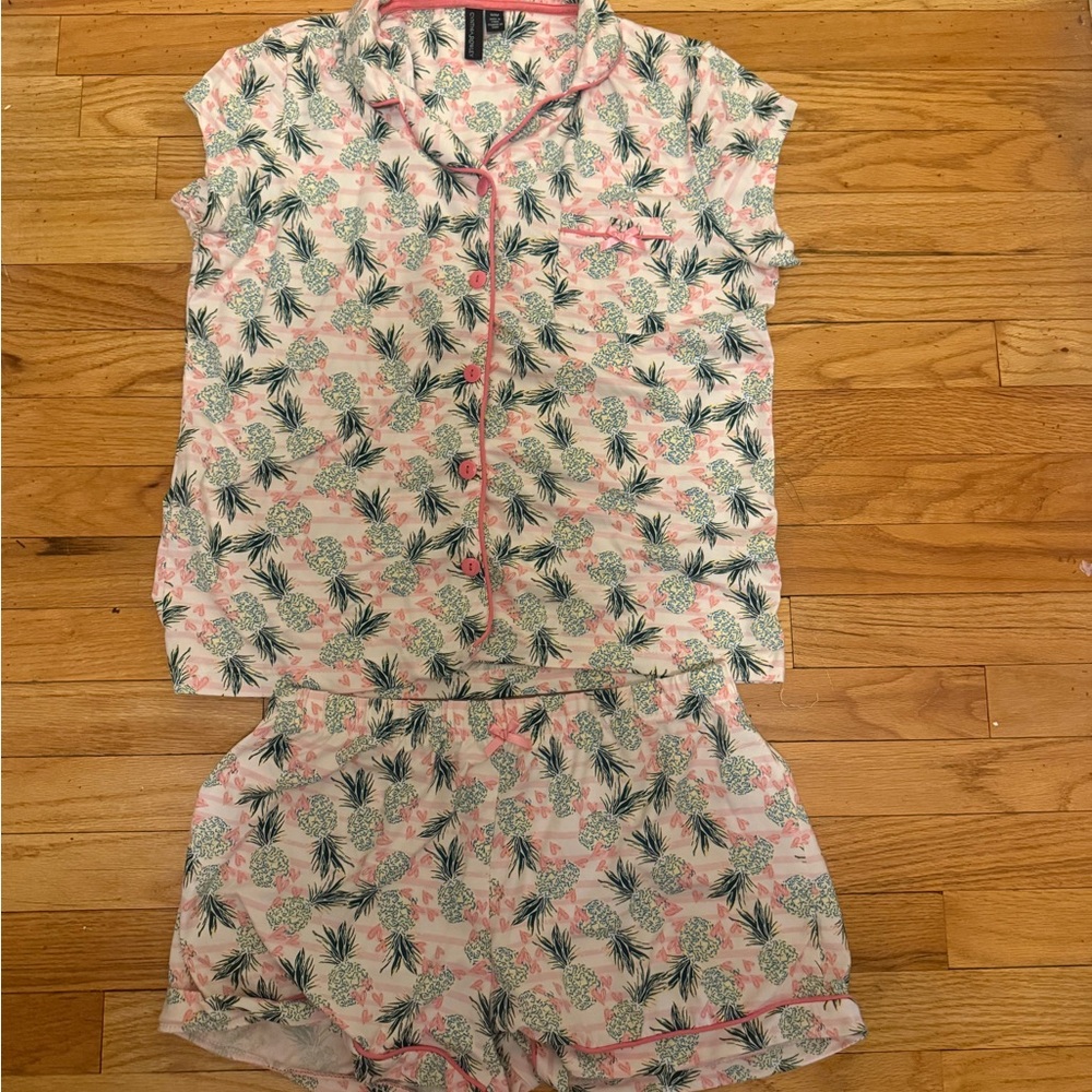Cynthia Rowley Pink‎ and Green Pineapple Pajama Set